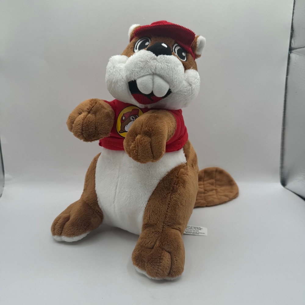 Buc-ee's Beaver Plush Kids 12" Brown Red Mascot Stuffed Animal Hat Shirt